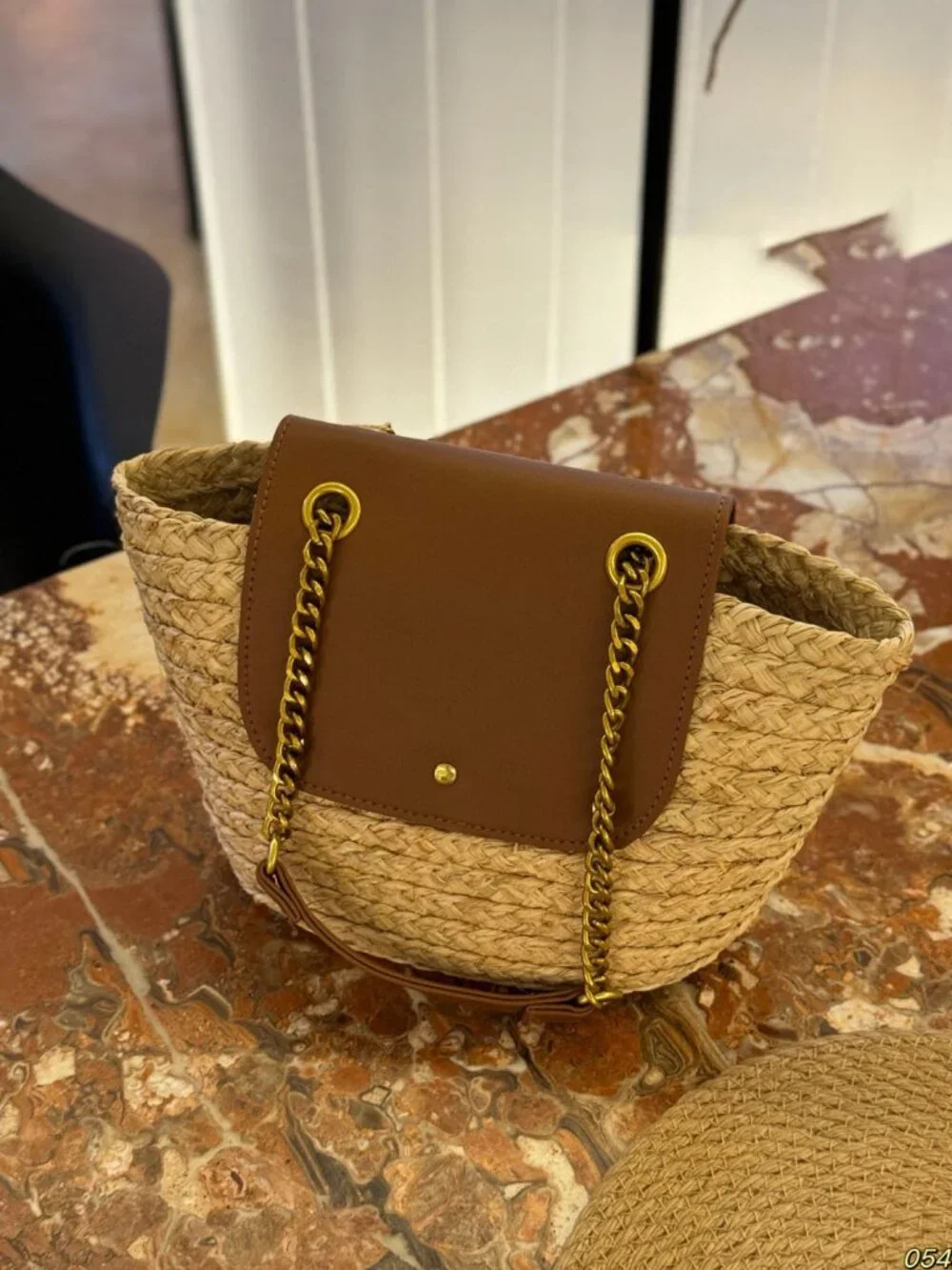 🌙Yves Saint Laurent 🌙straw woven tote bag 16x15cm